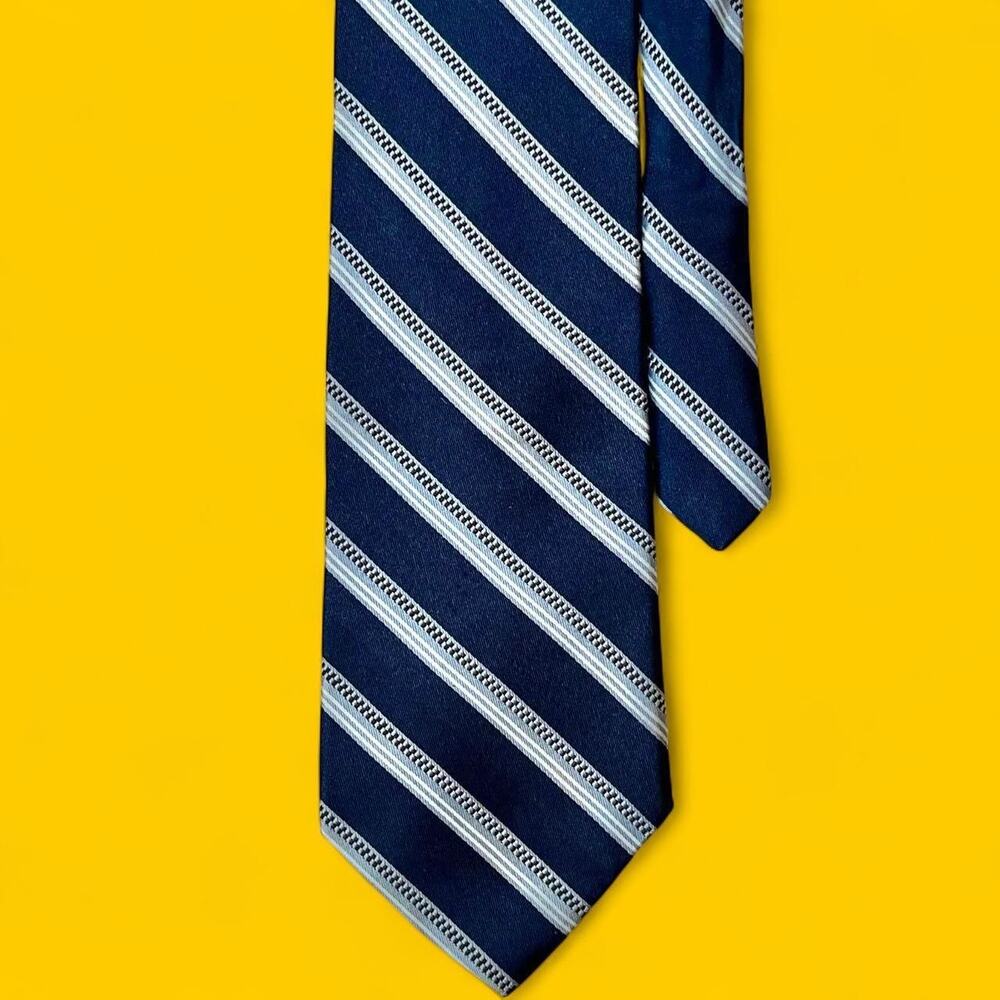 Stafford Executive 100% Silk Striped Tie – Navy & Light Blue – 3.75” Width